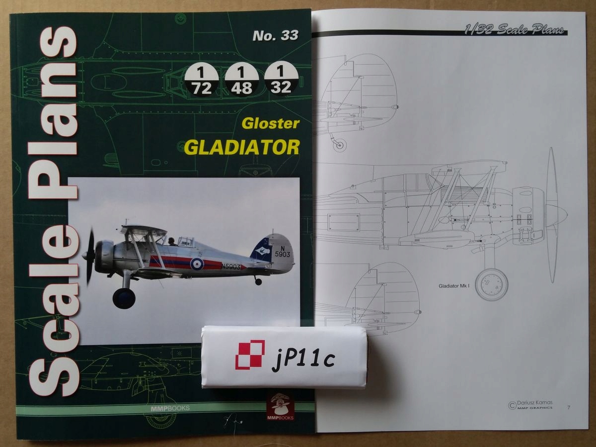 Gloster Gladiator Scale Plans 1/72, 1/48, 1/32
