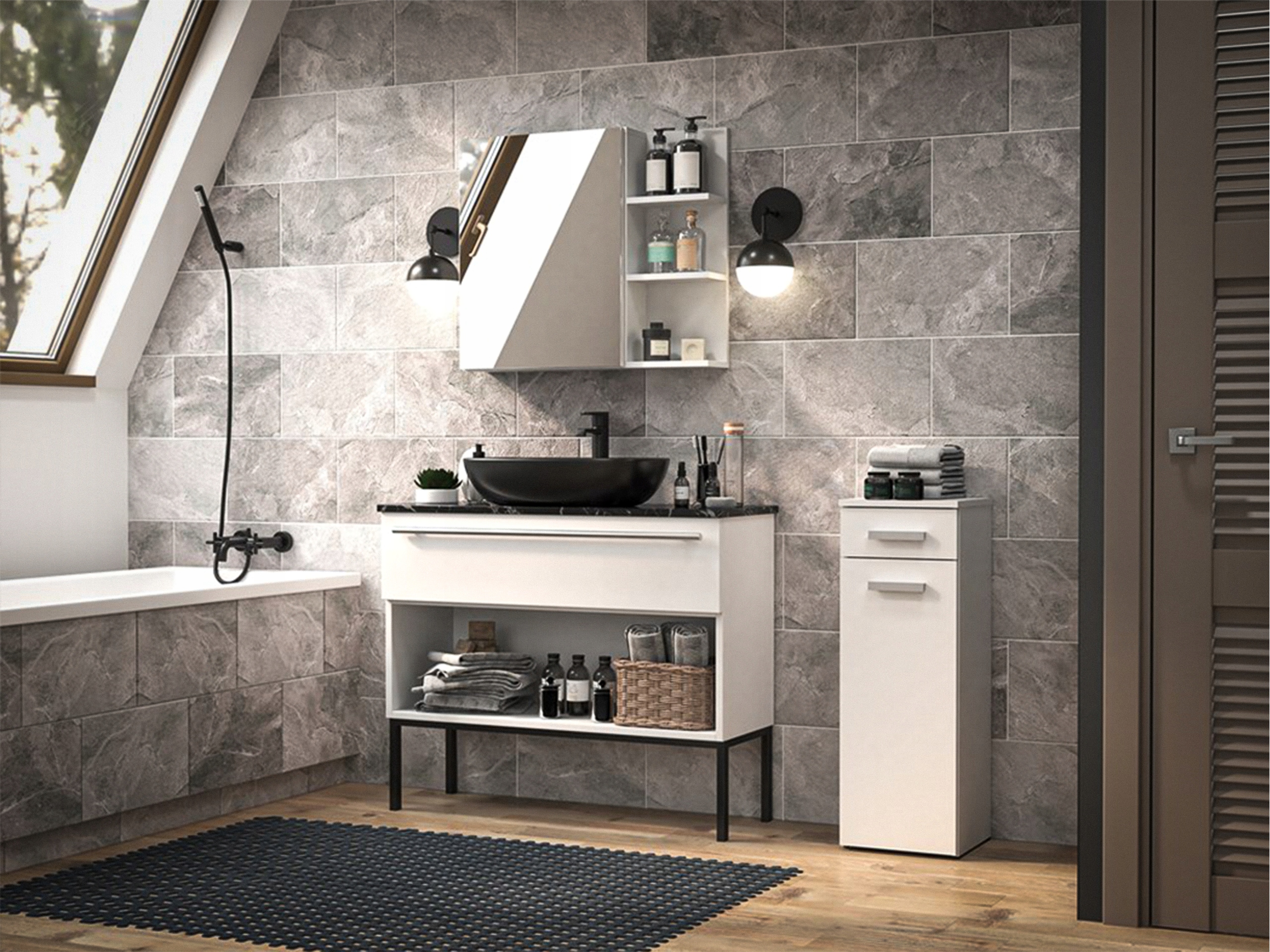 SŁUPEK ŁAZIENKOWY STOJĄCY Szafka Łazienkowa Stojąca NEL 85 x 30 x 30 Biały Szerokość mebla 30 cm