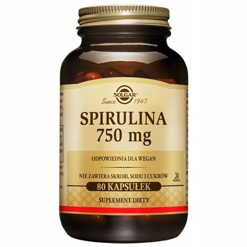 Solgar Spirulina 750 mg, suplement diety, 80 kapsułek