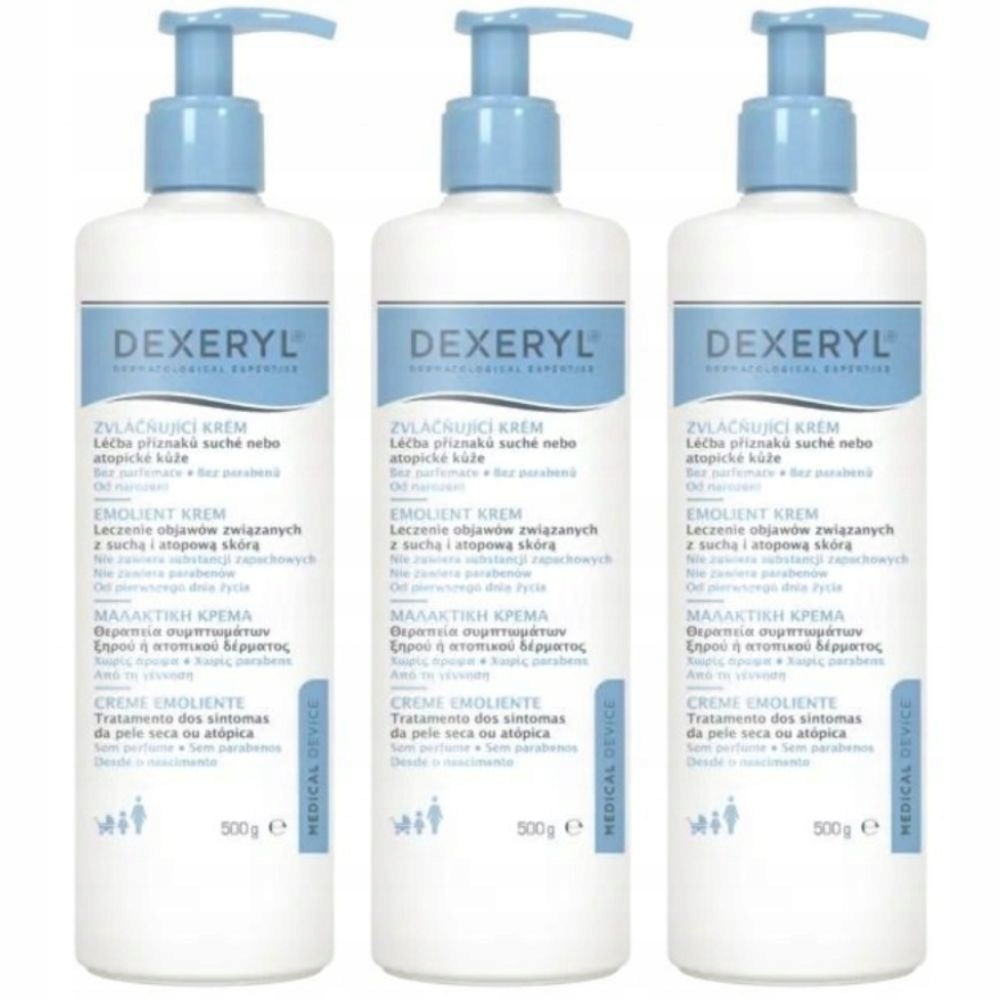 Krem emolient do suchej atopowej skóry Dexeryl Zestaw 3x 500 g