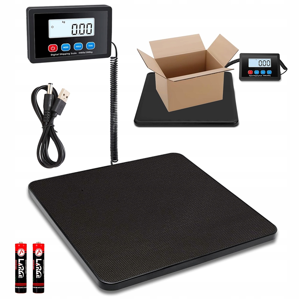 Skladová poštovní váha na pryskyřici 200 kg, gumová platforma 200 kg, 10 g