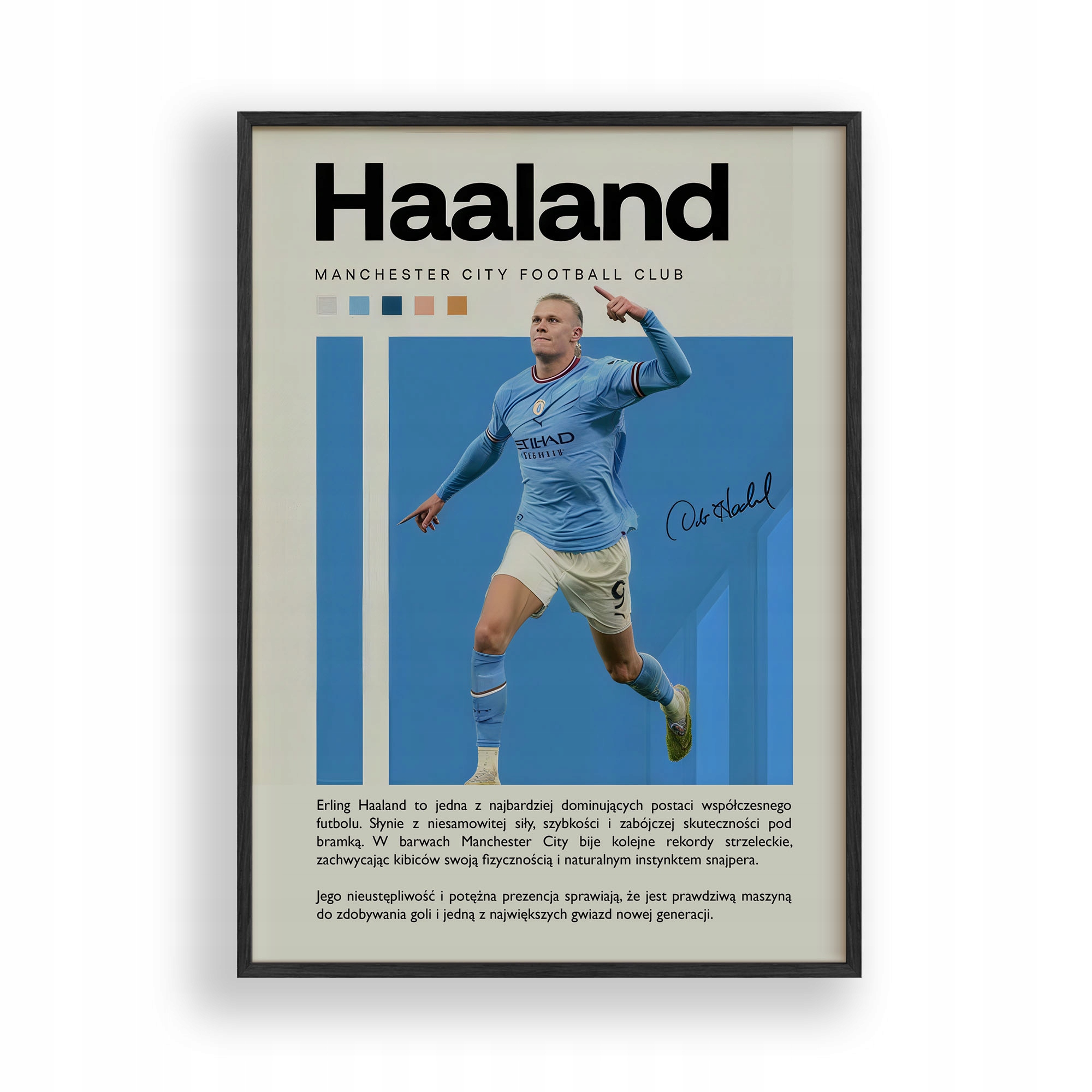 Plakát Haaland Manchester City Obraz Rámeček Dřevěný Černý 30x40 cm