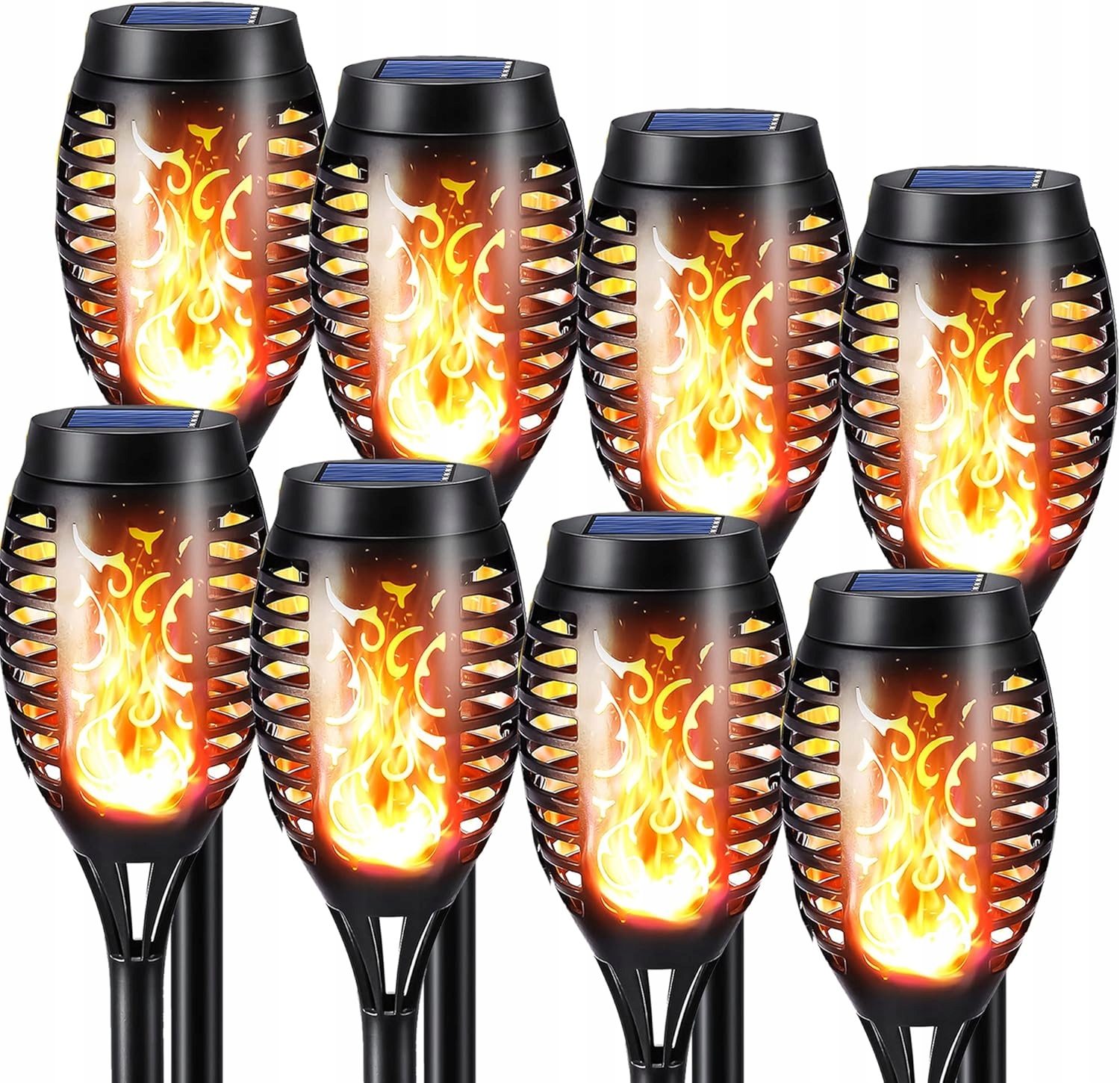 8x Duża Pochodnia Solarna XXL Lampa Led Ogrodowa Płomień Ogień Wbijana 57cm