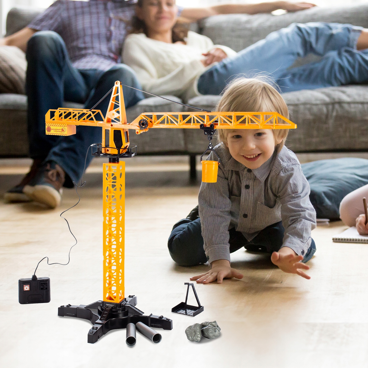 ŻURAW DŹWIG BUDOWLANY ZABAWKA NA PILOTA ZDALNIE STEROWANY 55CM DLA DZIECI Bohater brak