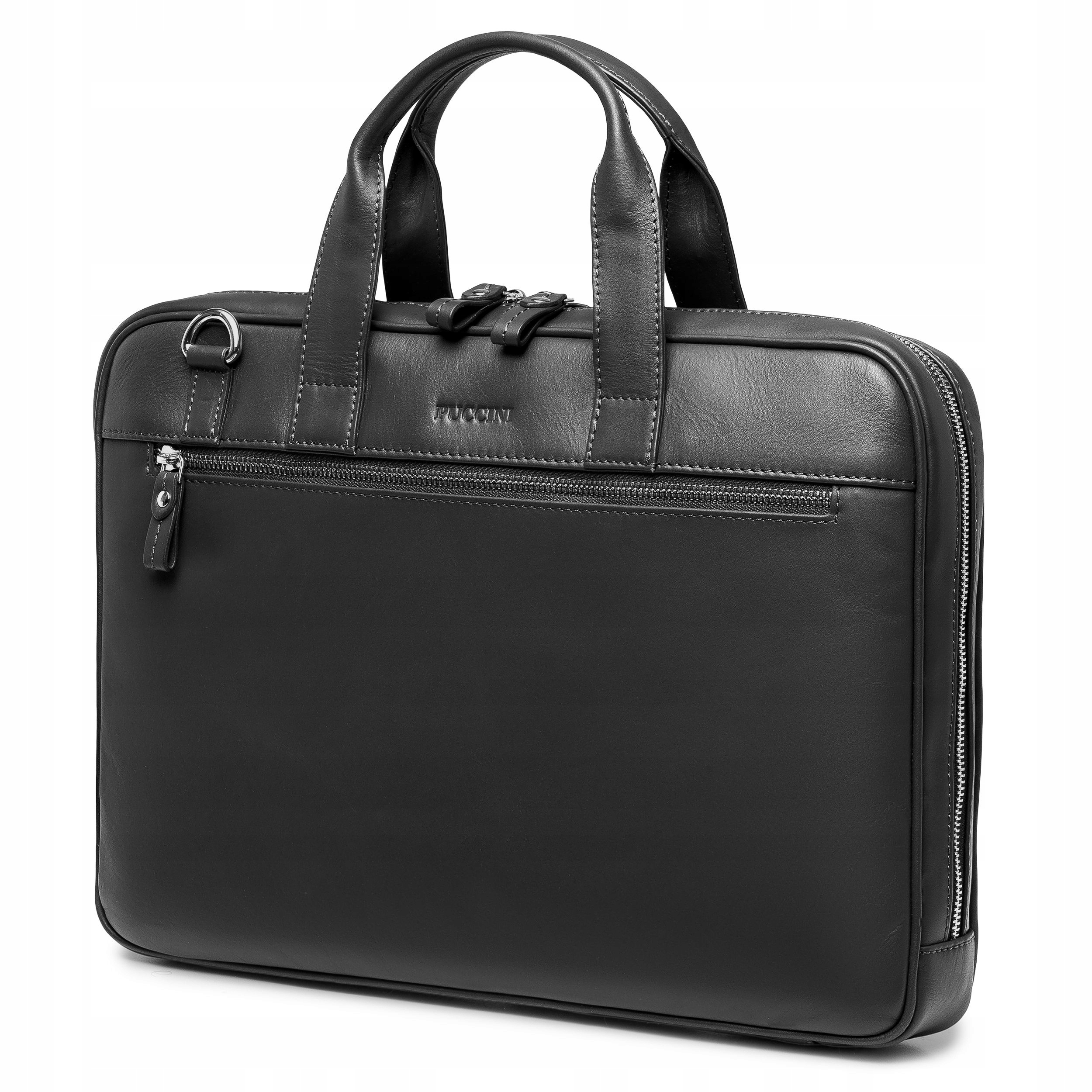 Taška Na Notebook Kožená Elegantní Aktovka 15,6'' Puccini Černá LGD4523 1
