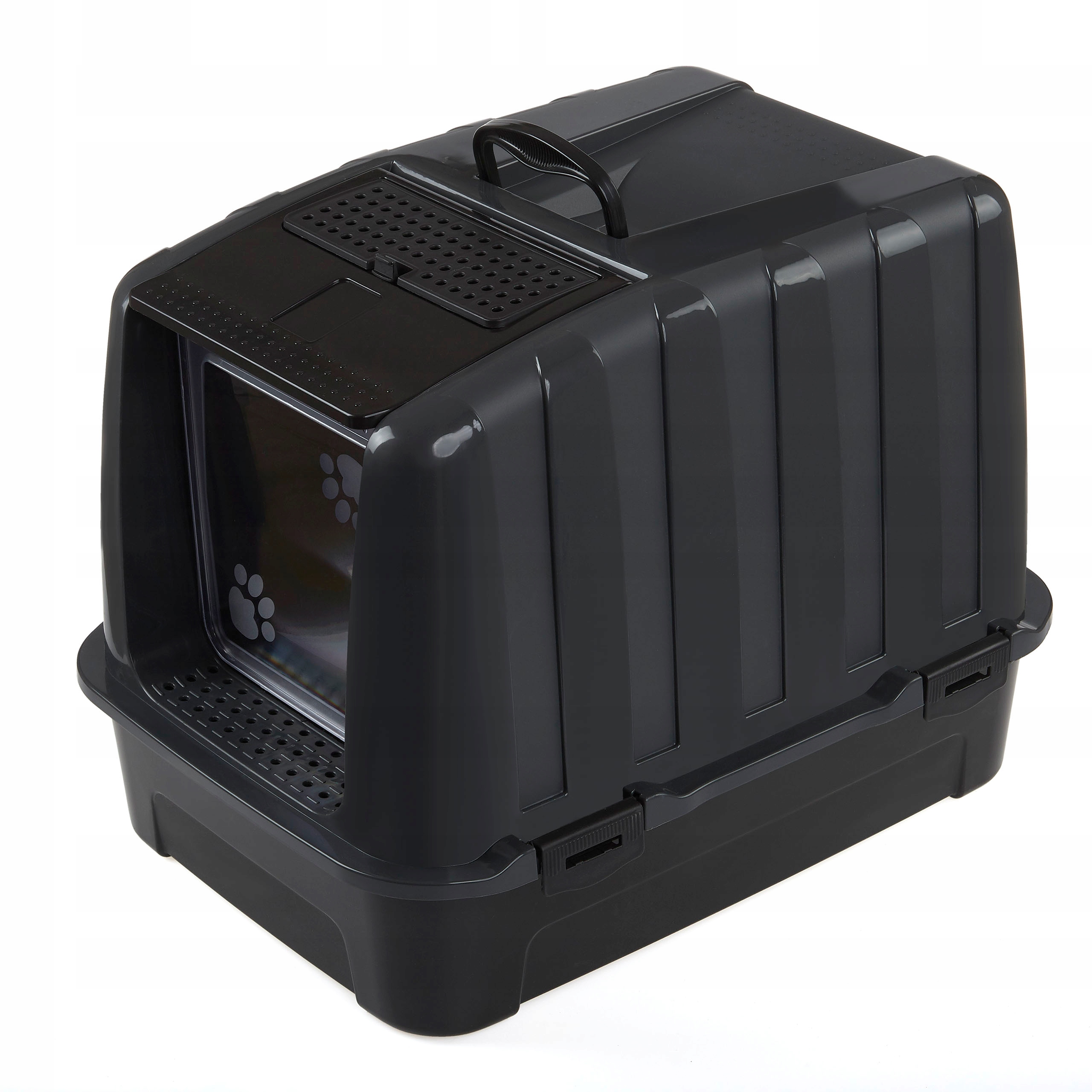 Levně Velká toaleta pro kočky uzavřená 51,5 x 38 x 38 cm černá