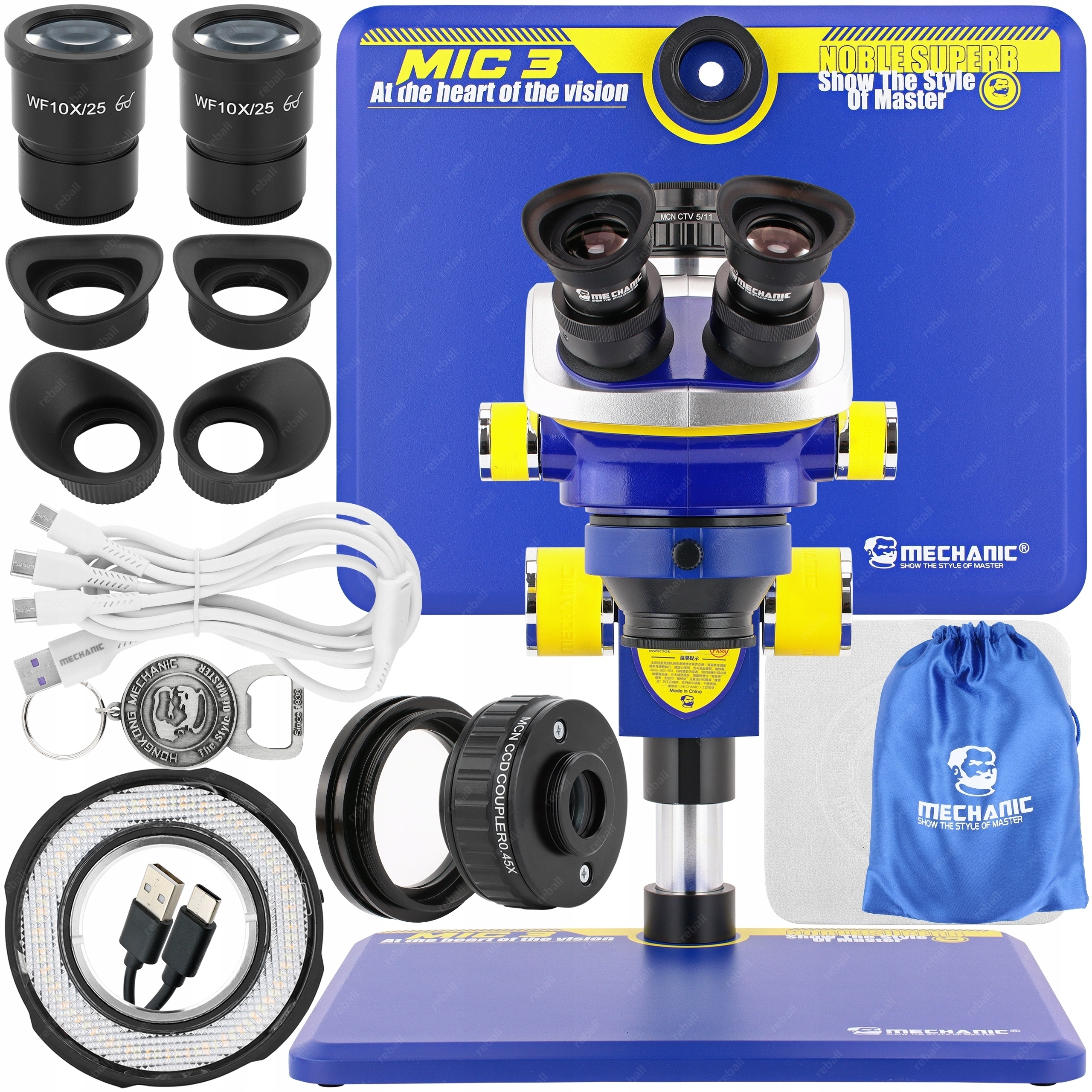 Stereoskopický trinokulární mikroskop Mechanic MIC 3 7-50x Mcn 0,45x