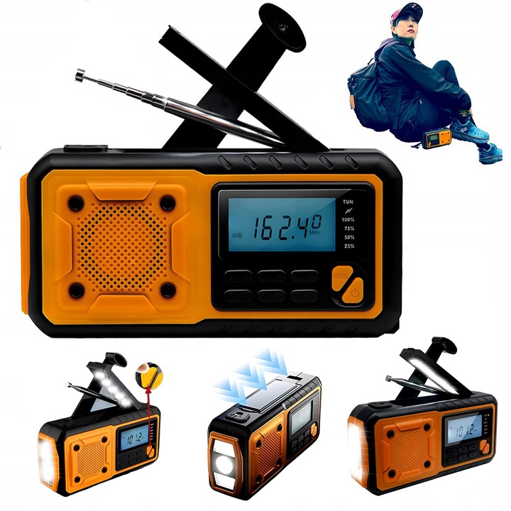 Mini Přenosné Solární Nouzové Stavební Rádio na Korbičku Baterie Powerbanky