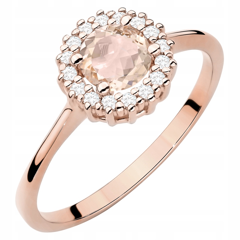 Zlatý Prstýnek pr. 585 14k s brilianty a Morganitem 0,40ct