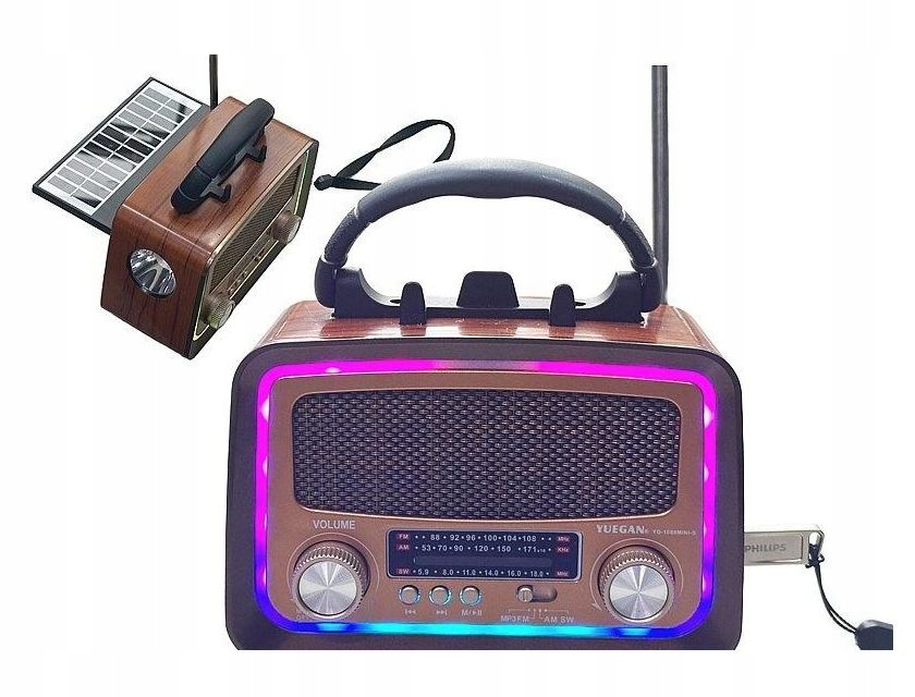 Głośnik Bluetooth Z Radiem, Panel Solarny, Usb