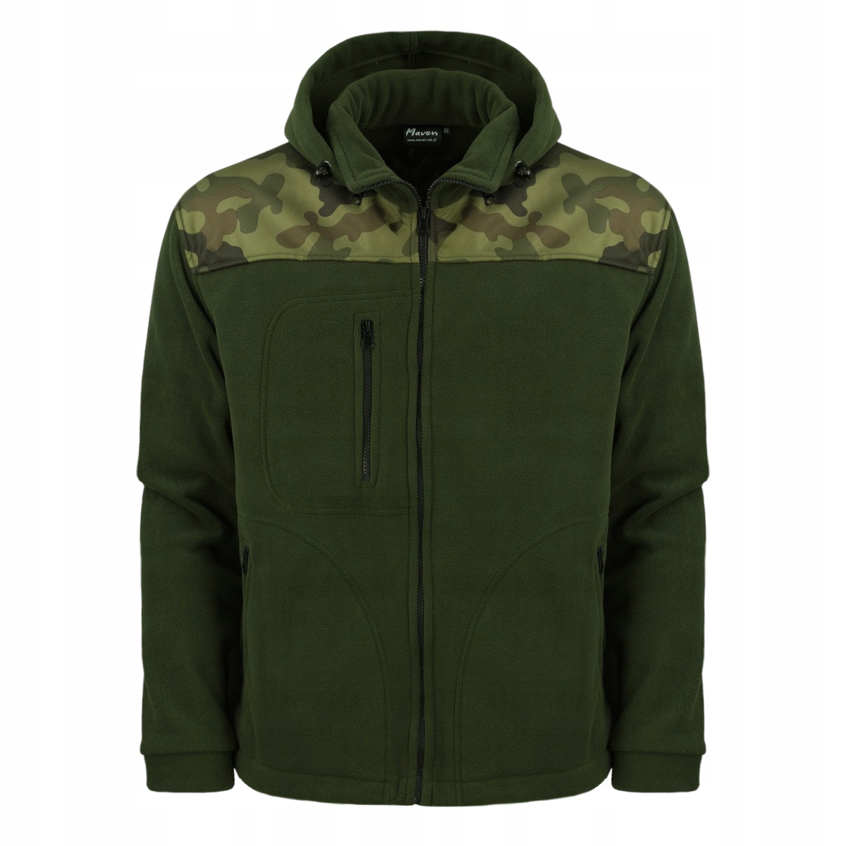 POLSKI Gruby Polar Bluza Męska Kaptur Rozpinany S