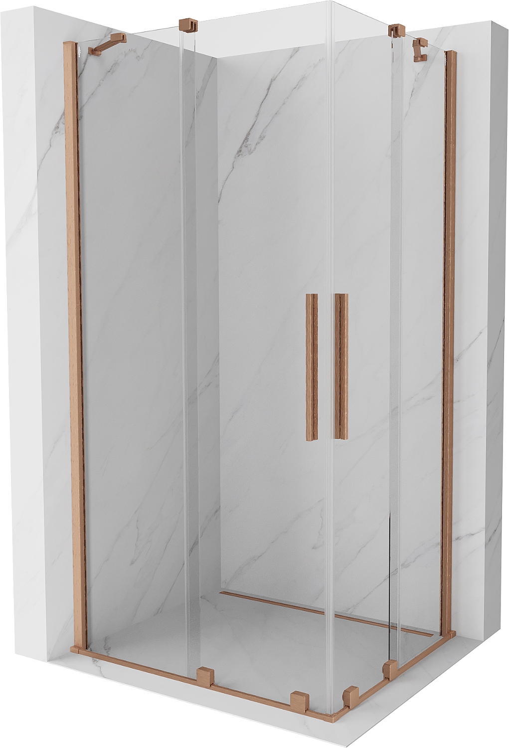 Sprchový kout Mexen Velar Duo 100x90 cm, měď kartáčovaná