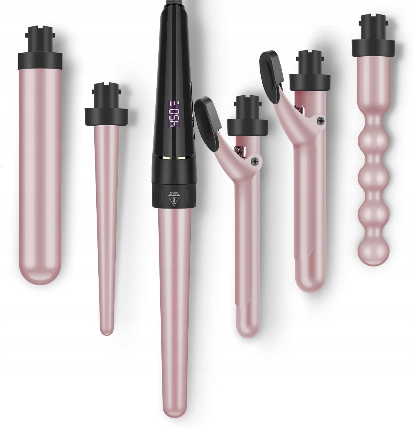 Lokówka do włosów 6 w 1, 80°C – 230°C LCD z różnymi końcówkami