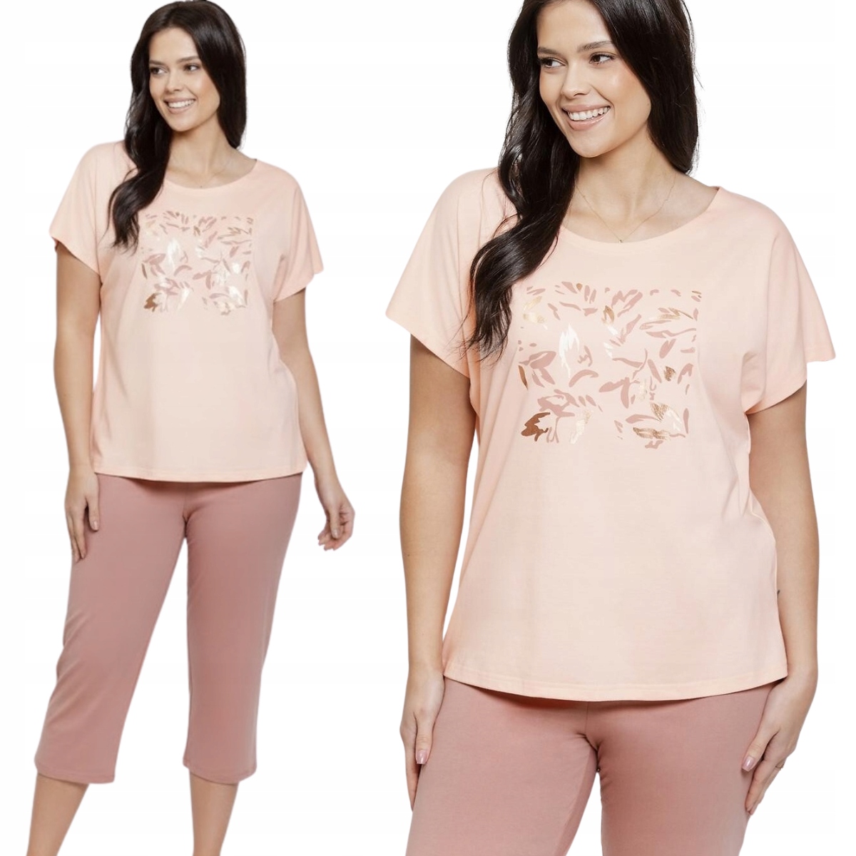 Dámské bavlněné krátké plus size klasické pyžamo Valentina 3570 3XL