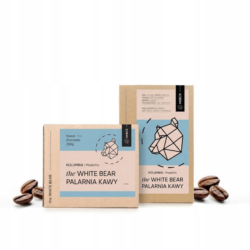 Levně Káva zrnková Arabica The White Bear 2x Kolumbie: Medellin 250 g/1000 g