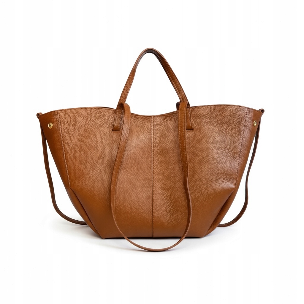 Torebka damska Vera Pelle Shopperka skóra naturalna Ciemny Camel Maxi