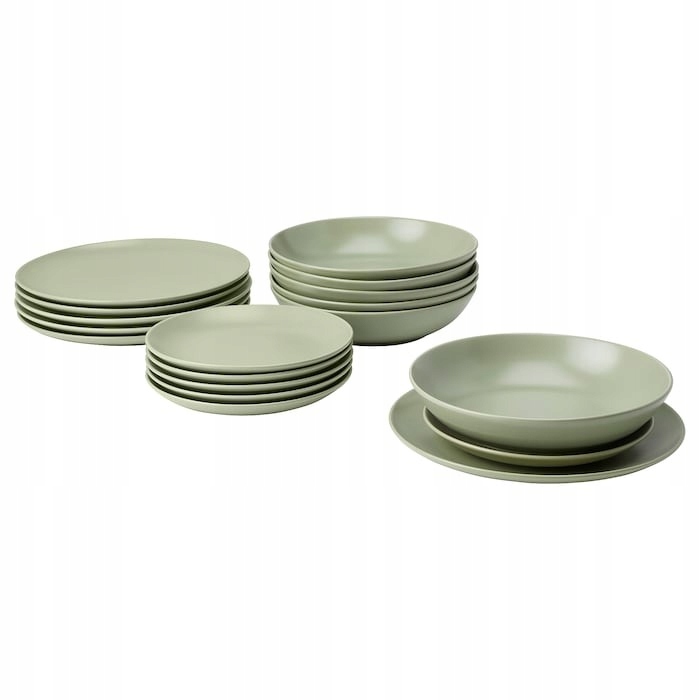 SERWIS OBIADOWY IKEA FARGKLAR MATOWY ZIELONY 18SZT ZESTAW DLA 6OSÓB