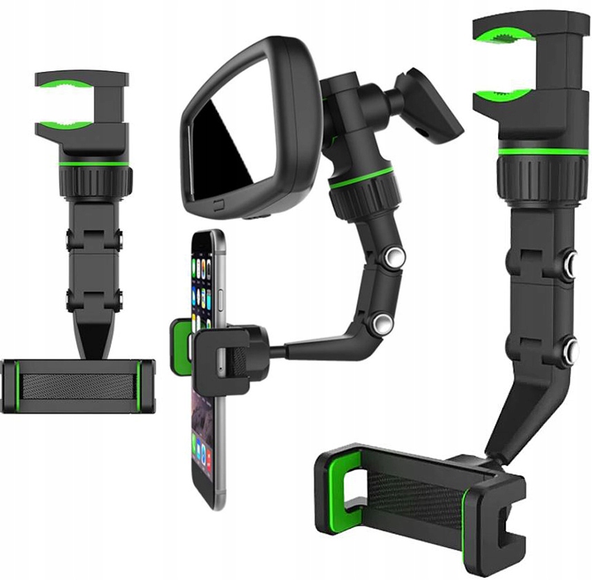 Uchwyt samochodowy Do Telefonu Mocowany na Lusterko, Nagłówek z Regulacją