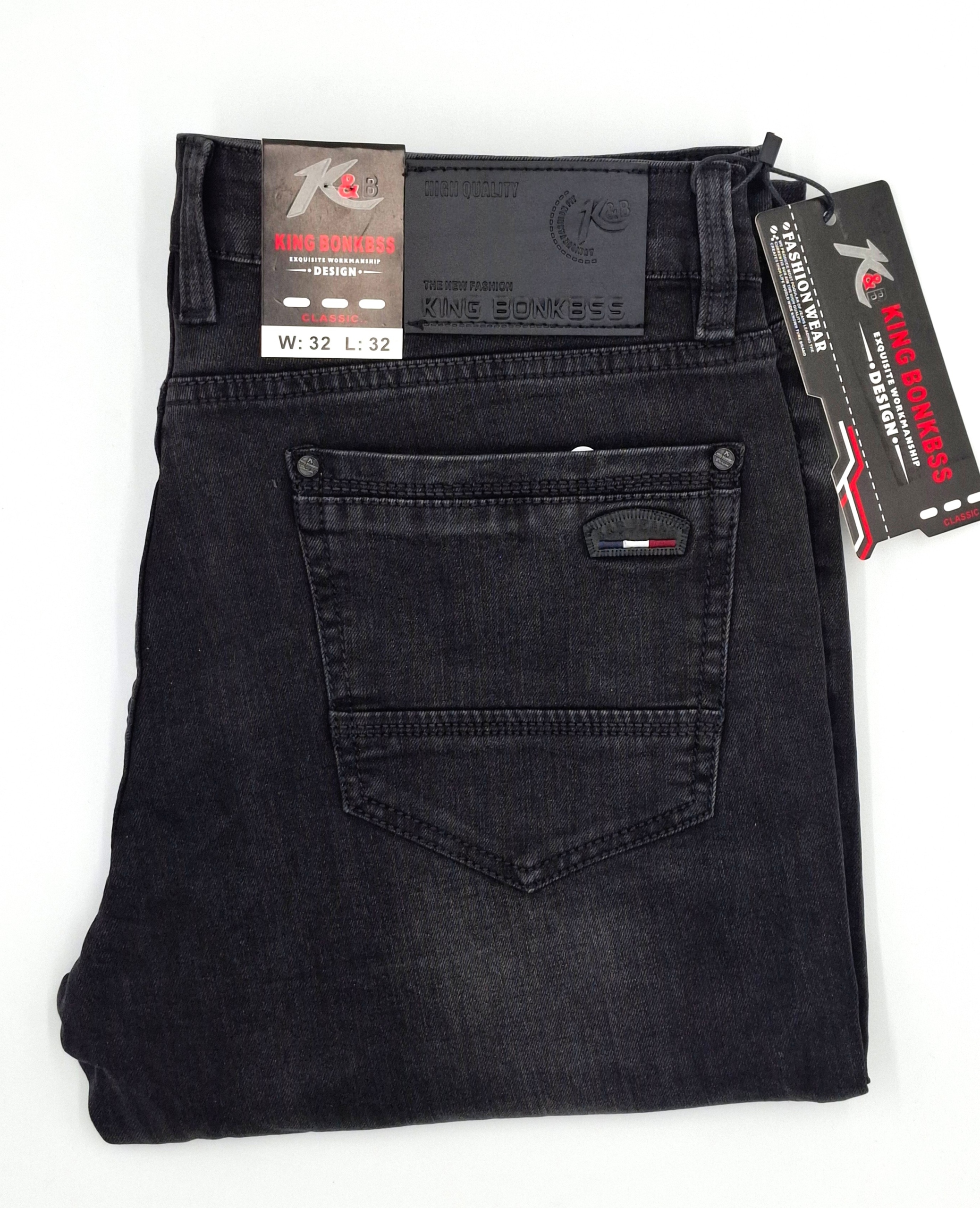King Bonkbss Jeansy męskie czarne rozmiar W34 L32