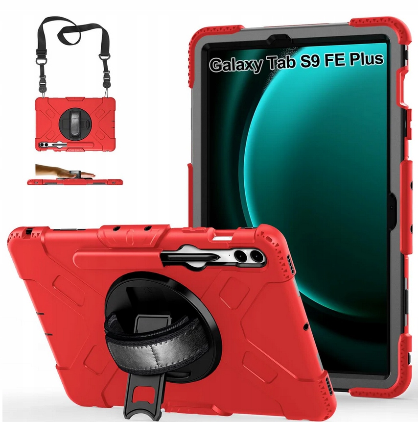 Etui Armor wojskowe Samsung Tab S9 Fe+ 12.4 SM-X610/X616 czerwone case