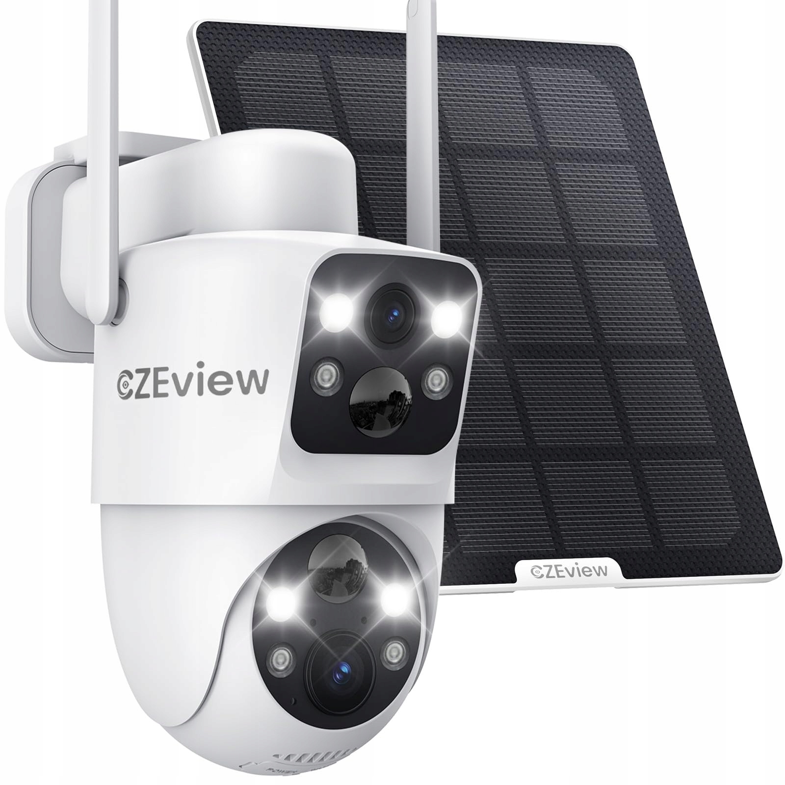 Czeview Kamera Zewnętrzna 4MP 360° Ptz Solarna Dual-Obiektyw WiFi Pir IP65