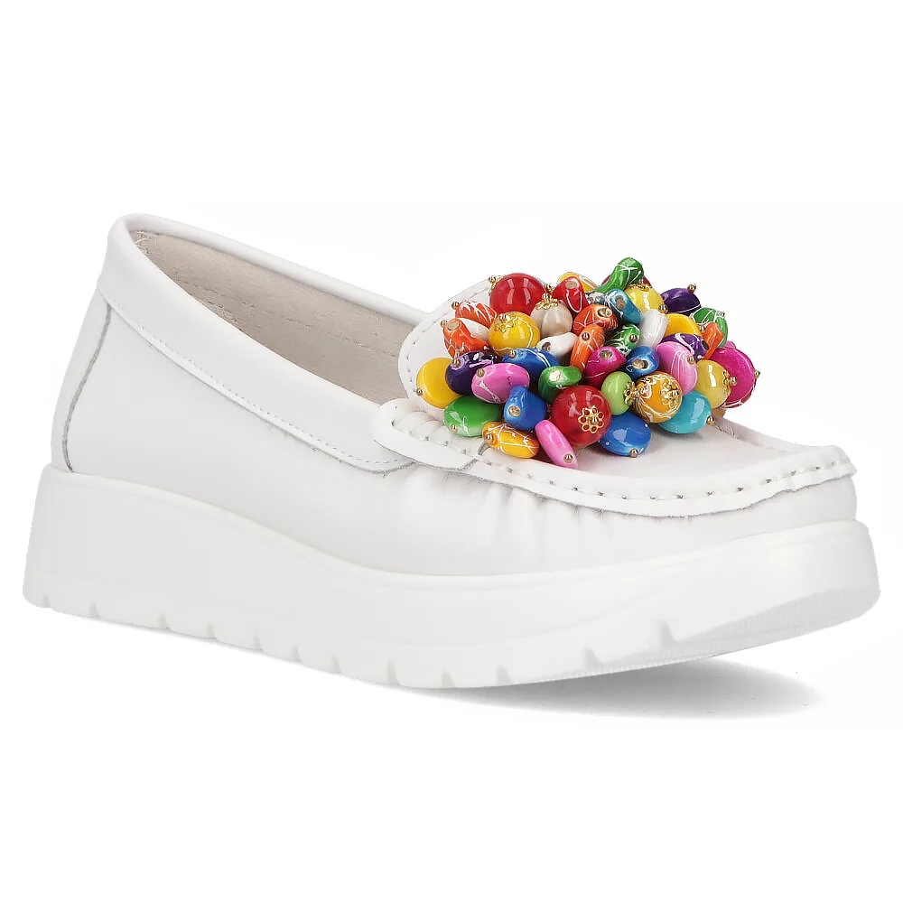 Buty damskie mokasyny półbuty skórzane Filippo lekkie białe r.41