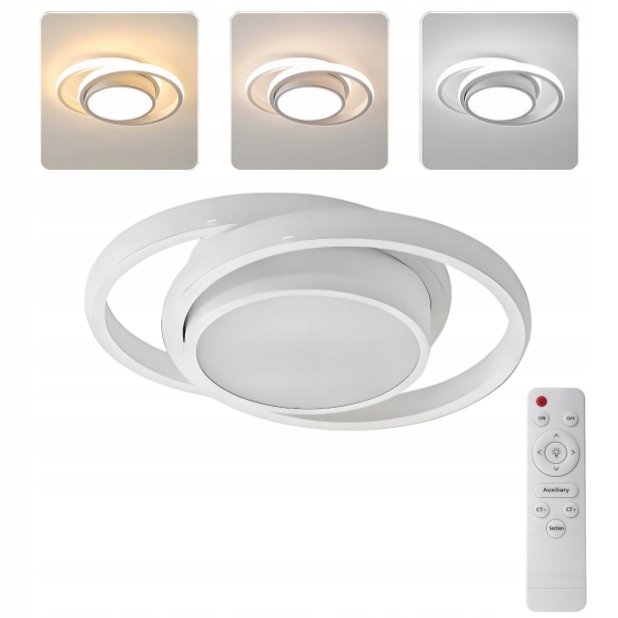 Lustr Závěsná Lampa Stropní Svítidlo Bílá Led Kulatý Do Obývacího Pokoje 32W S Dálkovým Ovládáním