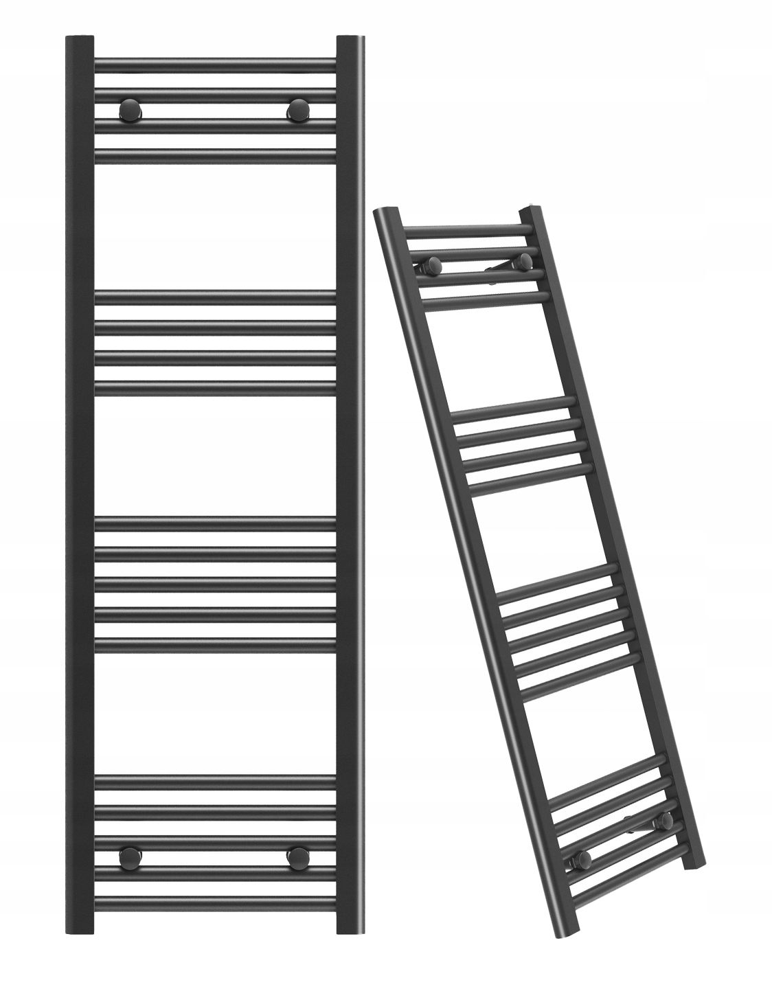 Kúpeľňový Radiátor Čierny Rebríkový 40x120 cm Radiátor Breno Montáž 180°