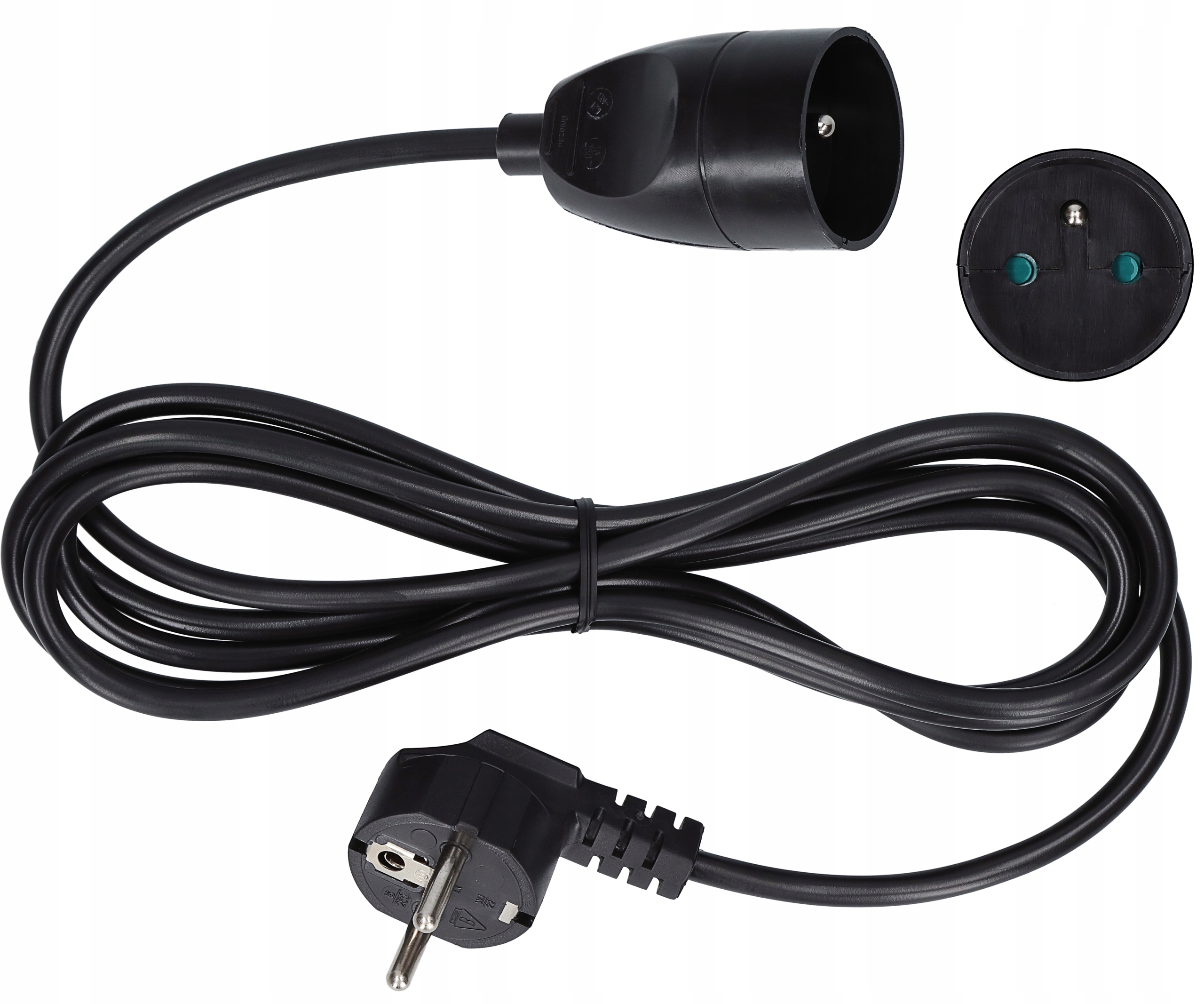 

Przedłużacz pojedynczy z uziemieniem 3m czarny