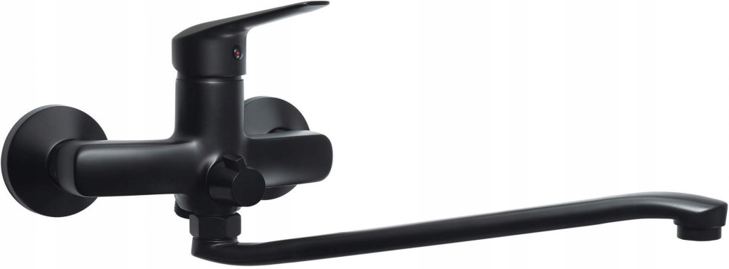 Boro čierny nástenná umývadlová batéria s predĺženým výtokom prípojka