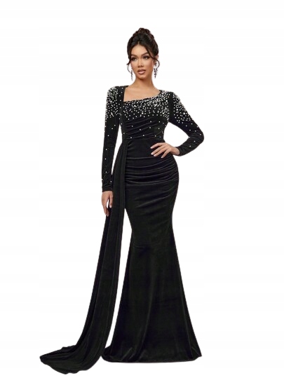 Shein Černé Šaty S Dlouhým Rukávem, Velikost L 1_A