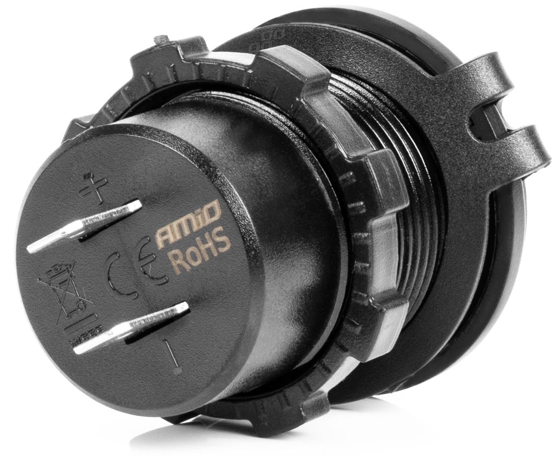 Ładowarka samochodowa z gniazdami USB + 2x USB-C wodoodporna z włącznikiem Waga produktu z opakowaniem jednostkowym 0.2 kg