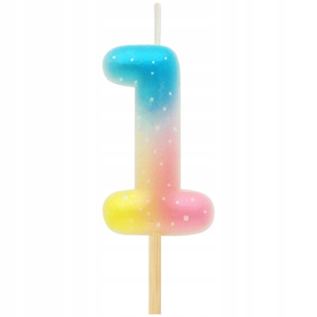 

Świeczka tęczowa Cyfra 1 Piker dekoracja Pastel
