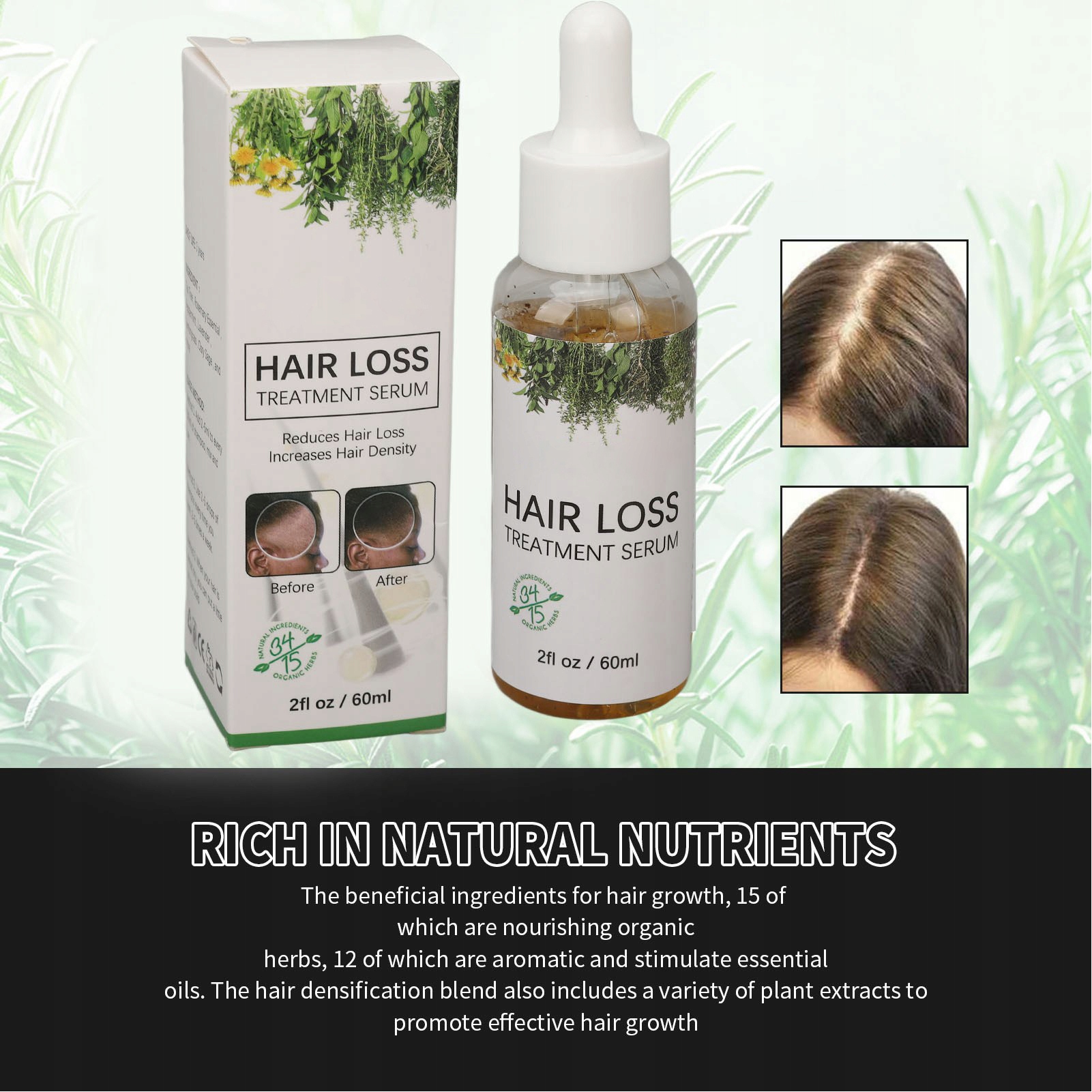 60ML OLEJEK ROZMARYNOWY NA POROST WŁOSÓW KURACJA PIELĘGNACJI WŁOSÓW Rodzaj Inny