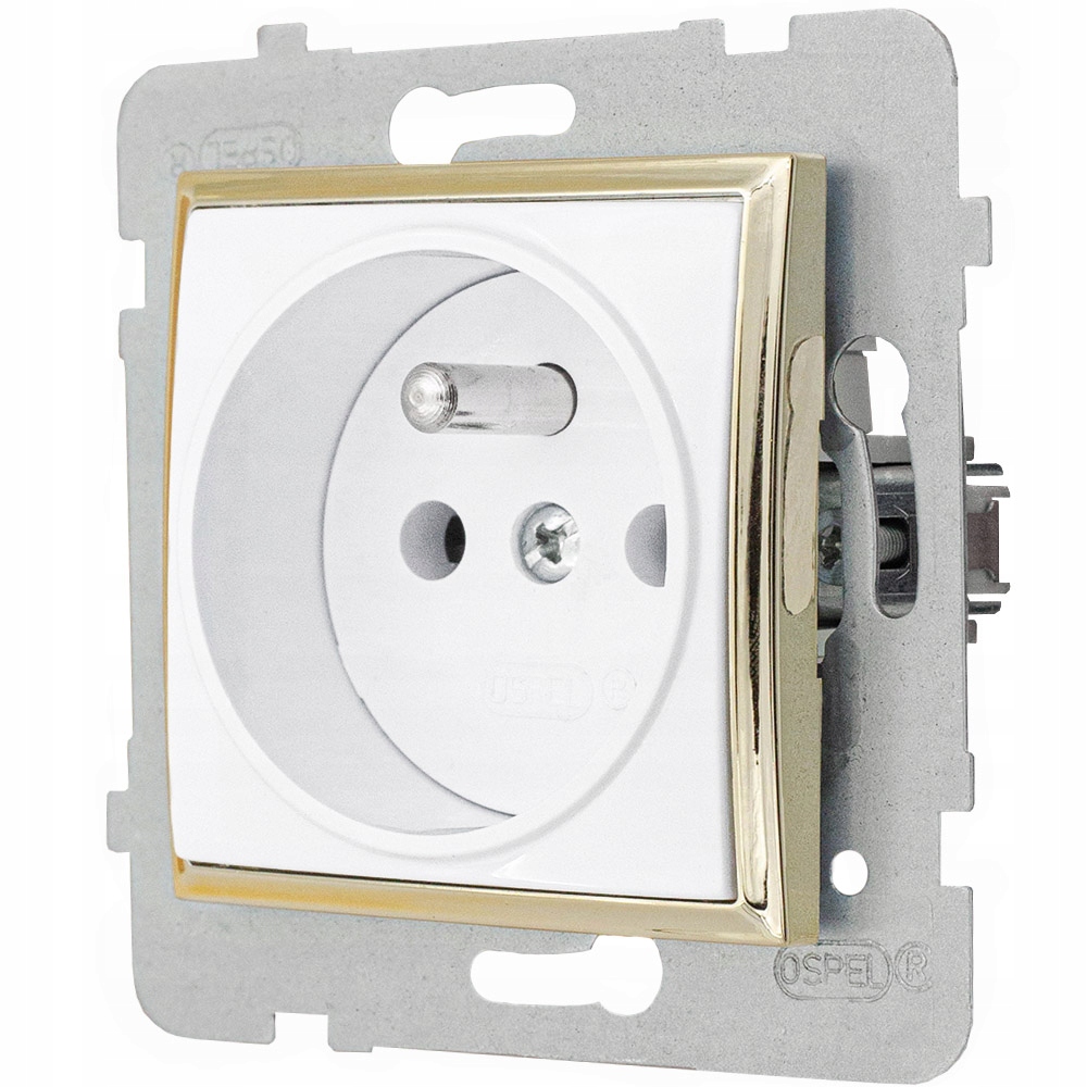 MODUŁ BIAŁY / ZŁOTY BEZ RAMKI GNIAZDO POJEDYNCZE