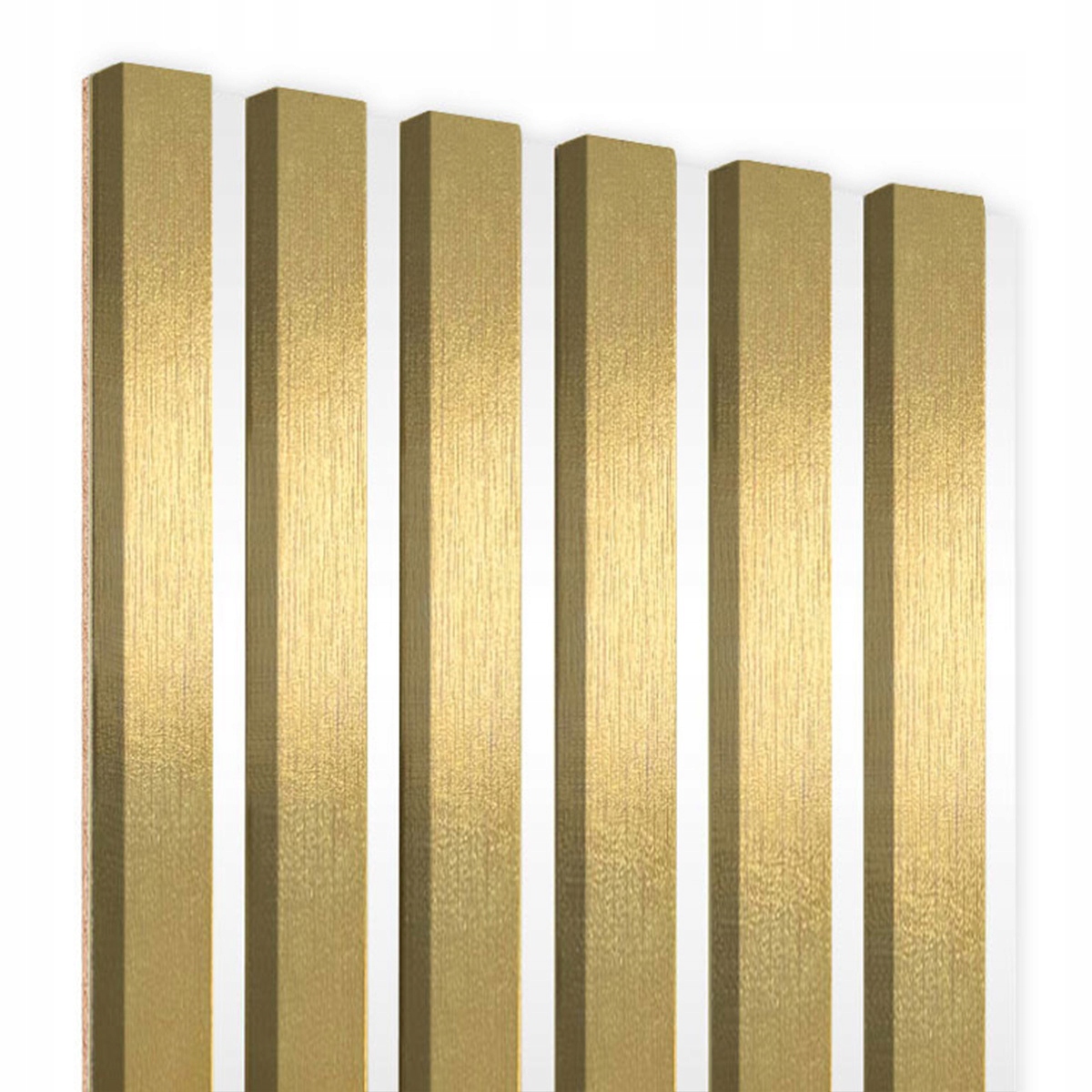 Lamele koloru Złotego na białej płycie HDF Marka inna