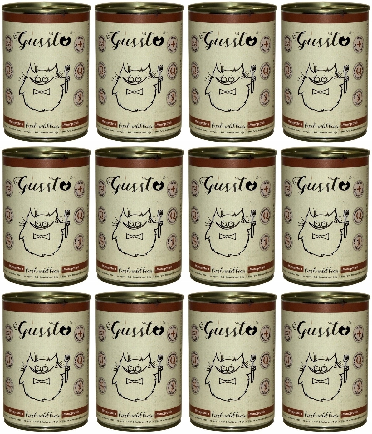 Levně Gussto krmivo pro kočky s čerstvým divokým prasetem 12 x 400 g