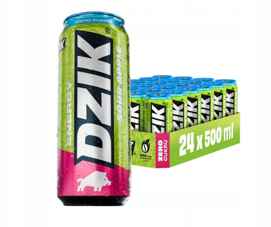 Napój energetyczny Dzik energy zero kalorii Sour Apple 500ml 24szt Drs