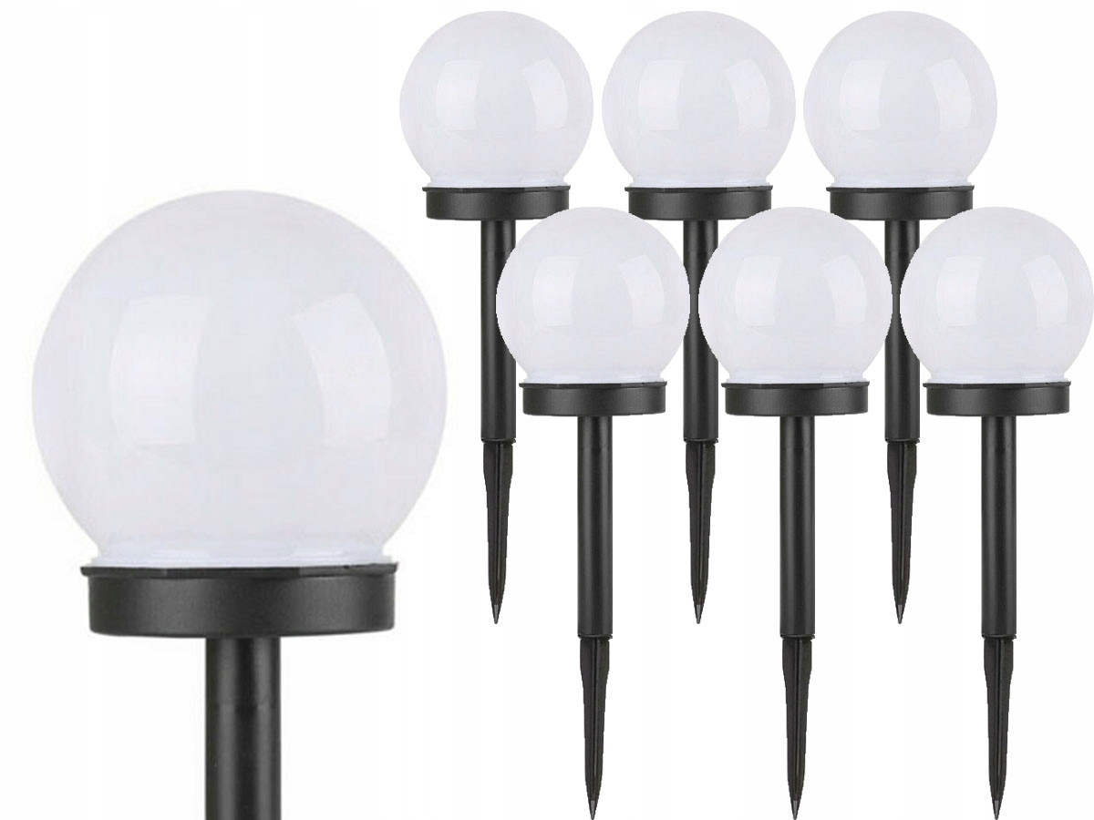 

6 szt. lampa solarna ogrodowa Biała Kula 10cm P011
