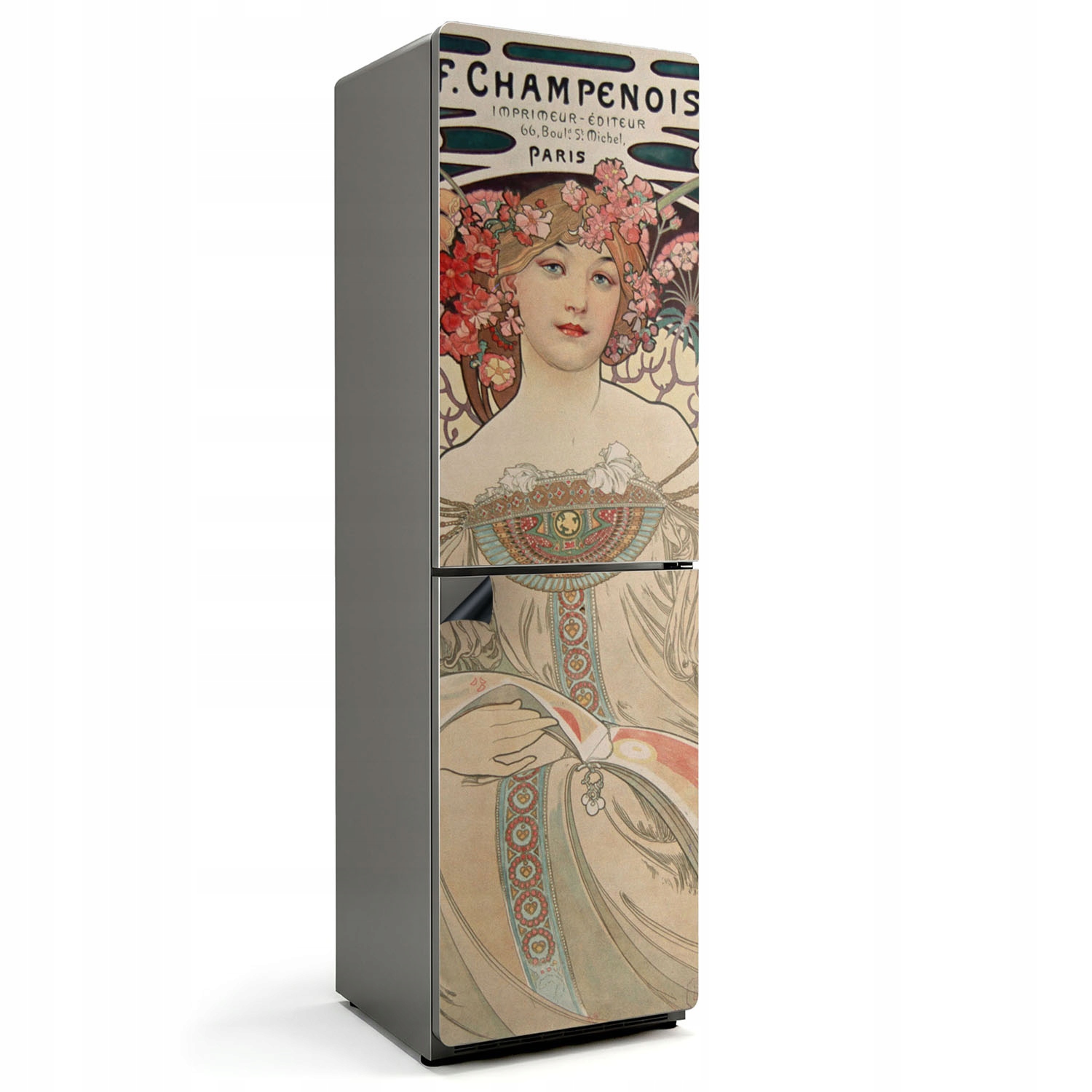 Magnetická podložka s ozdobným motívom na chladničku Alfons Mucha portrét ženy