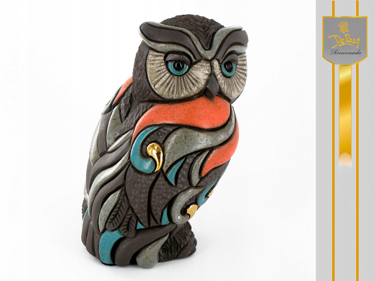 Figurka Ceramiczna Sowa Ręcznie Malowana Kolekcjonerska Ptak Ozdoba 2
