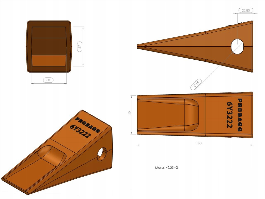 ZĄB ŁYŻKI CAT J225 6Y-3222 6Y3222 Producent części bez marki