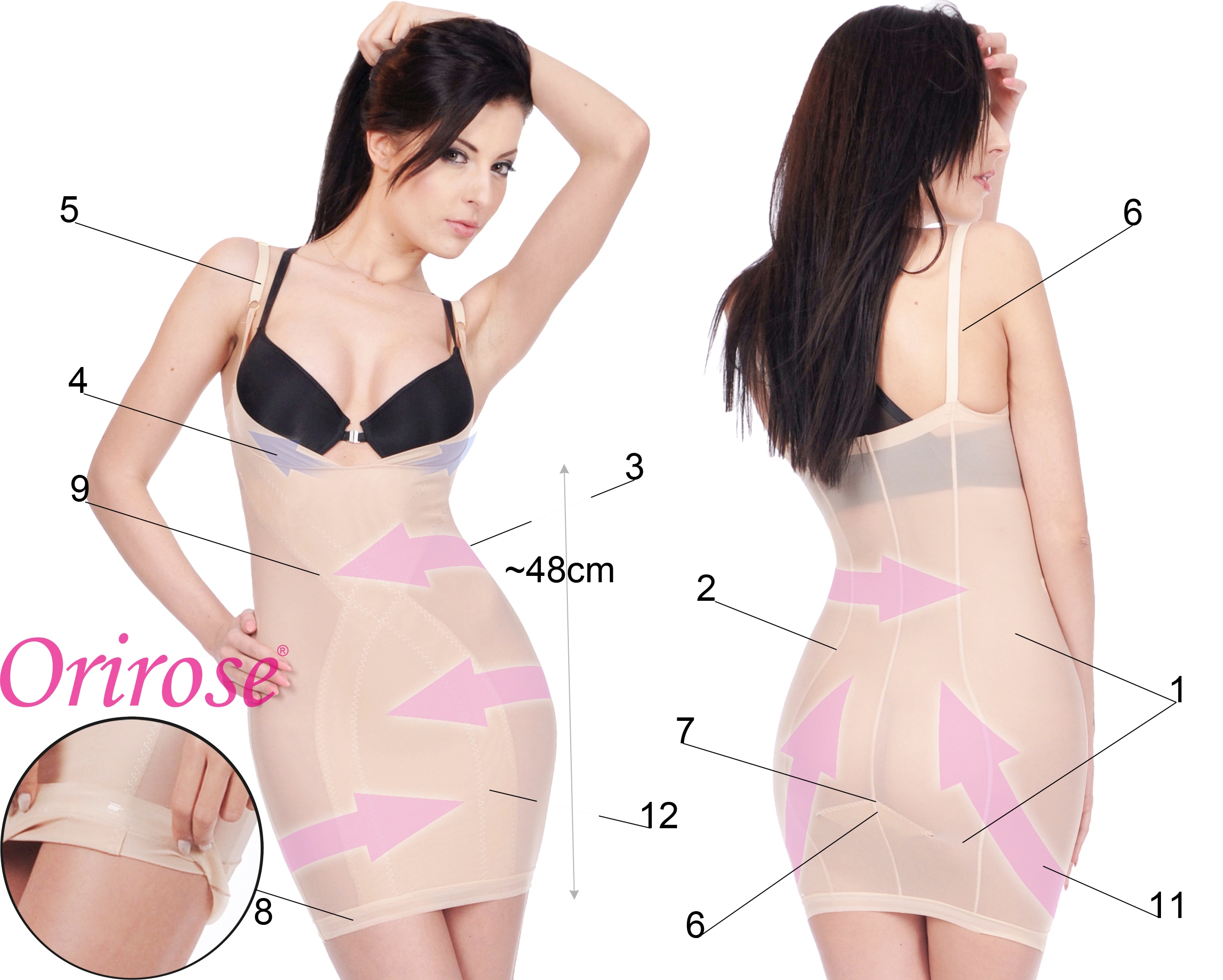 Orirose Body HALKA sukienka mocno WYSZCZUPLAJĄCA brzuch modelująca talię EAN (GTIN) 5904139463833