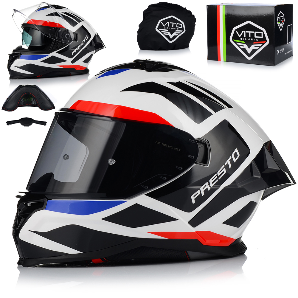 Motocyklová Prilba Vito Presto Aero Biely Lesk, Systém Pinlock Clona