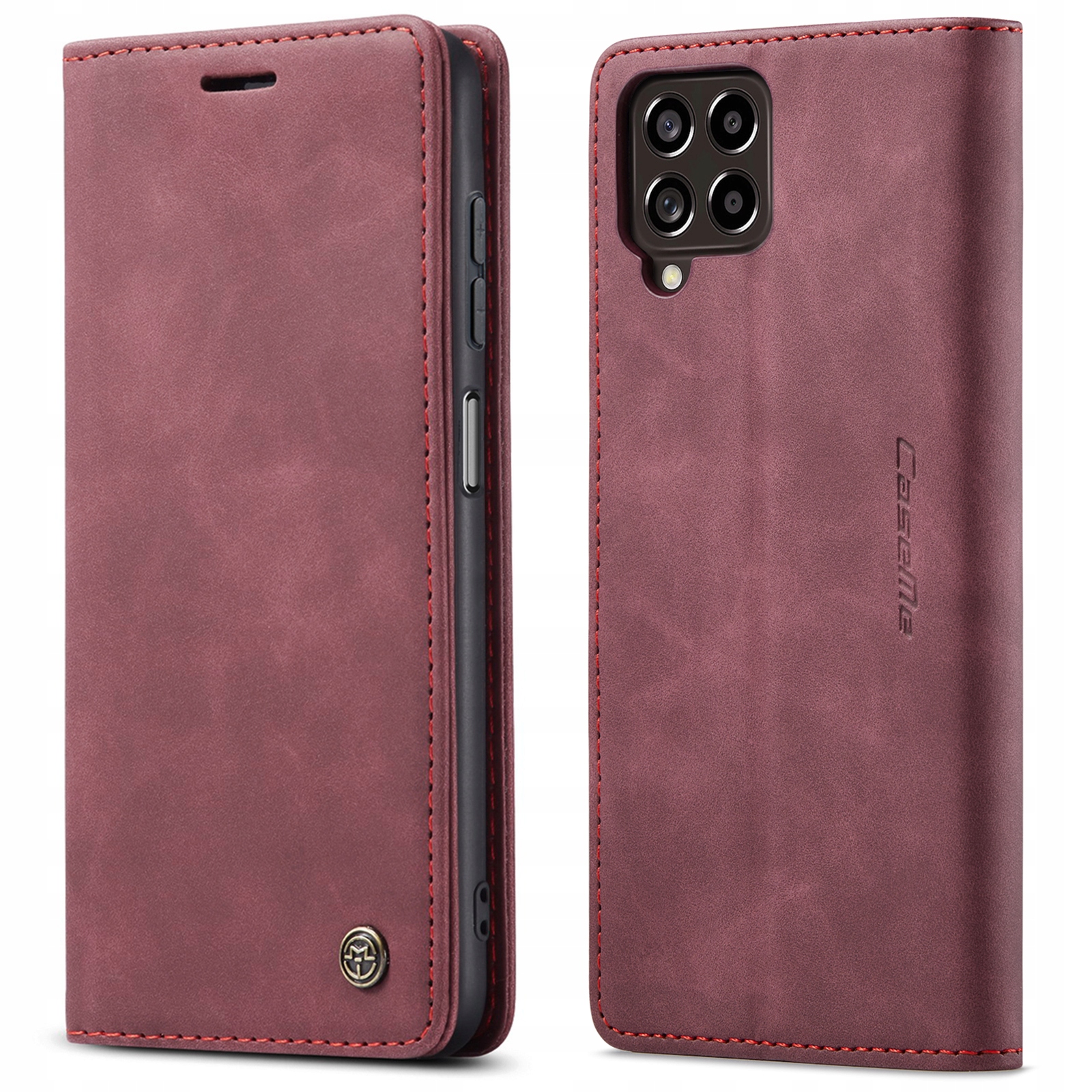 Etui z klapką Caseme do Samsung Galaxy M53 bordowy