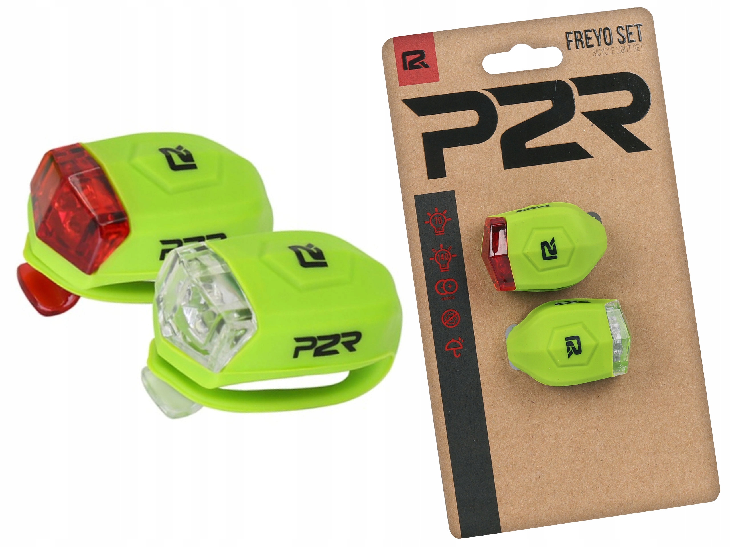

Zestaw lampek rowerowych Dema P2R Freyo lime green