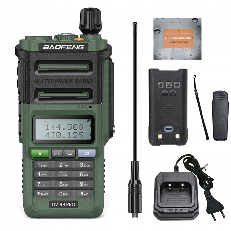 BAOFENG UV-9R PRO KRÓTKOFALÓWKA RADIOTELEFON WALKIE TALKIE VHF UHF USB-C
