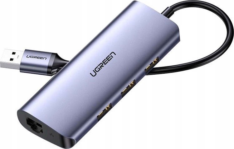 Adaptér Hub Ugreen CM252 Usb-c na 3x Usb Ethernet RJ-45 microUSB šedý