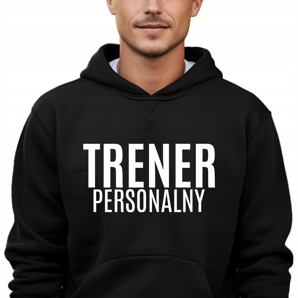 Černá pánská mikina s kapucí Osobní Trenér Zábavné vzory Vel M