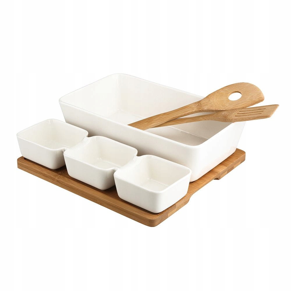 KOMPLET SALATEREK NA PODSTAWIE BAMBUSOWEJ PREZENT